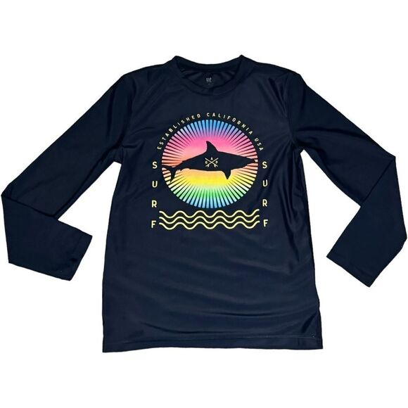 GAP Kids Boys Long Sleeve Shark Surf Rash Guard & Swim Trunks. Large. - Picture 2 of 11